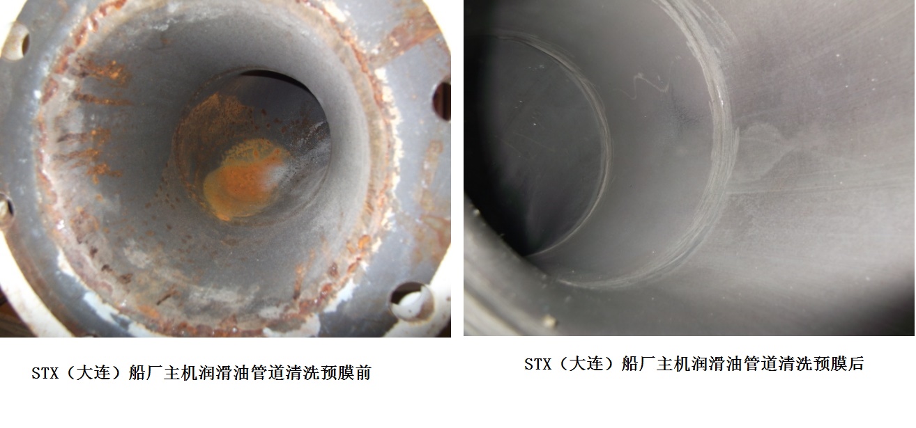 STX（大连）船厂主机润滑油管道清洗预膜